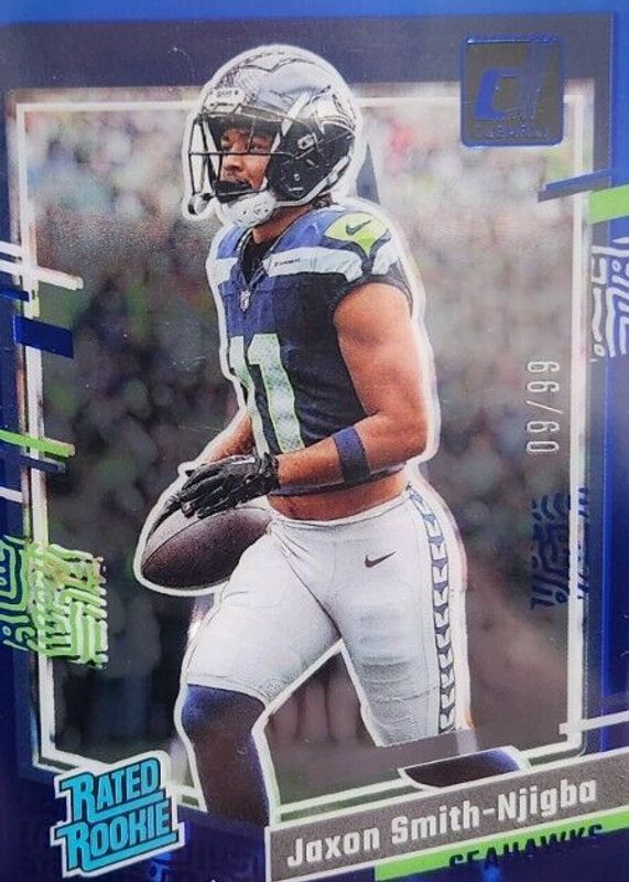 Jaxon Smith-Njigba 2023 Clearly Donruss #67 Blue /99 Rookie RAW