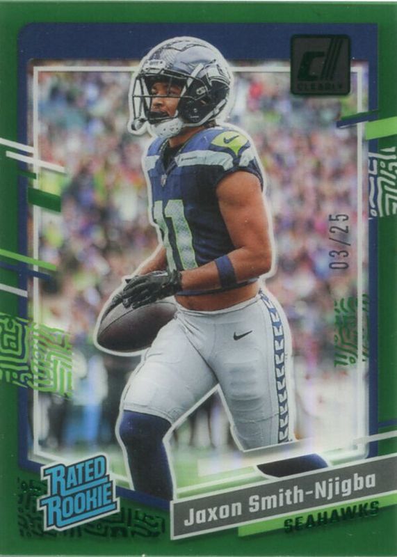 Jaxon Smith-Njigba 2023 Clearly Donruss #67 Green /25 Rookie RAW