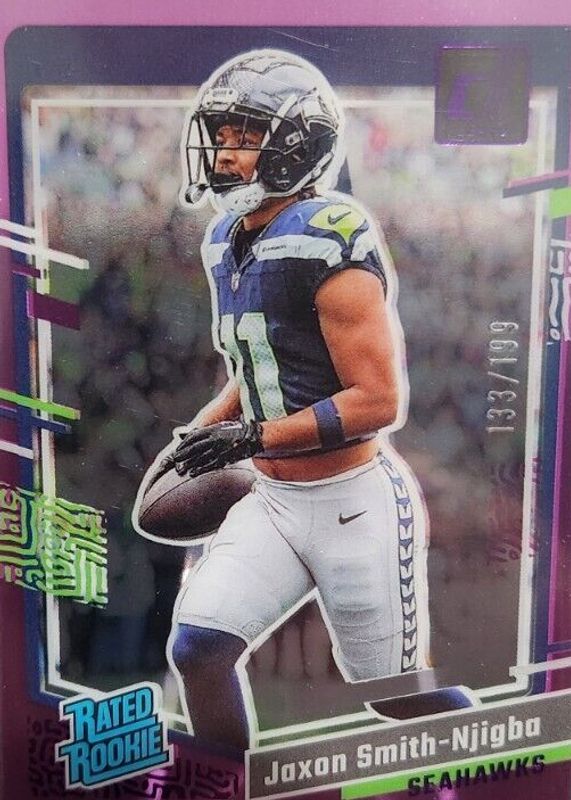 Jaxon Smith-Njigba 2023 Clearly Donruss #67 Purple /199 Rookie SGC 10