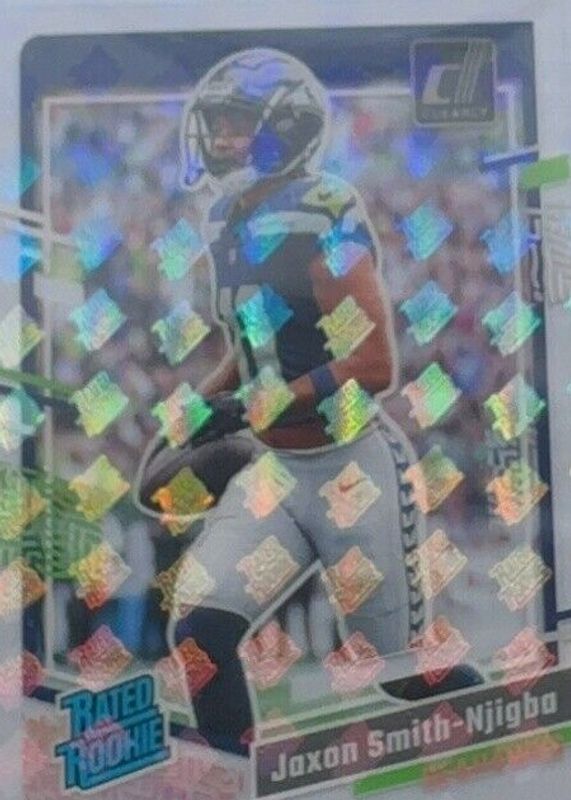 Jaxon Smith-Njigba 2023 Clearly Donruss #67 Holo Rated Rookie Logo Rookie SGC 10