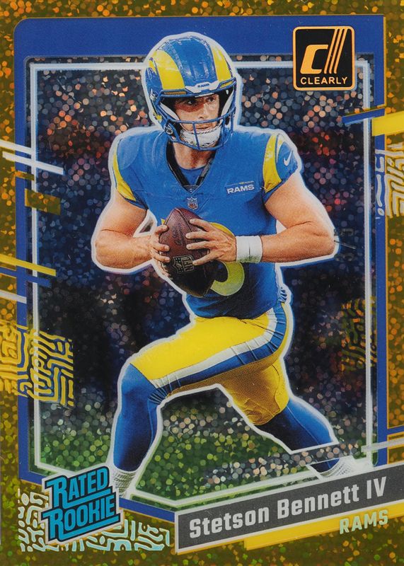 Stetson Bennett IV 2023 Clearly Donruss #83 Holo Gold /5 Rookie RAW