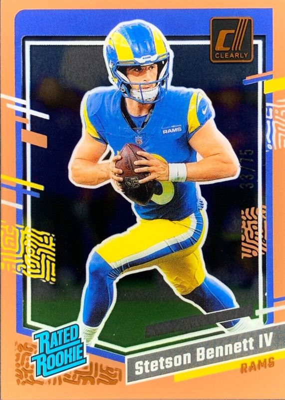 Stetson Bennett IV 2023 Clearly Donruss #83 Orange /75 Rookie RAW