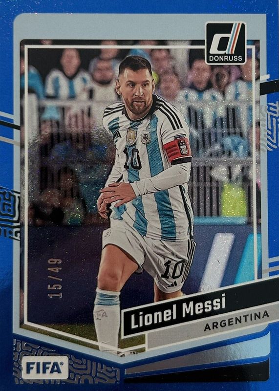 Lionel Messi 2023 Donruss #1 Blue /49 PSA 10