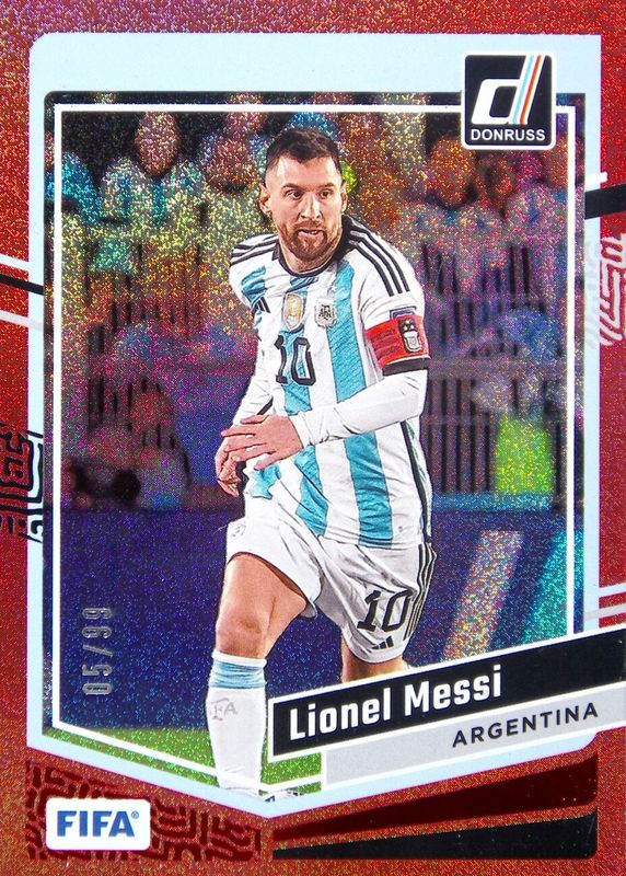 Lionel Messi 2023 Donruss #1 Red /99 SGC 9.5