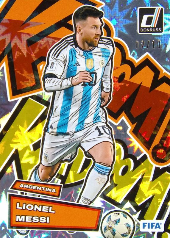 Lionel Messi 2023 Donruss #1 Kaboom! - Gold /10 PSA 10