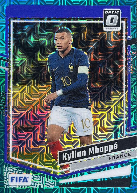 Kylian Mbappe 2023 Donruss #17 Optic - Teal Mojo /49 PSA 10