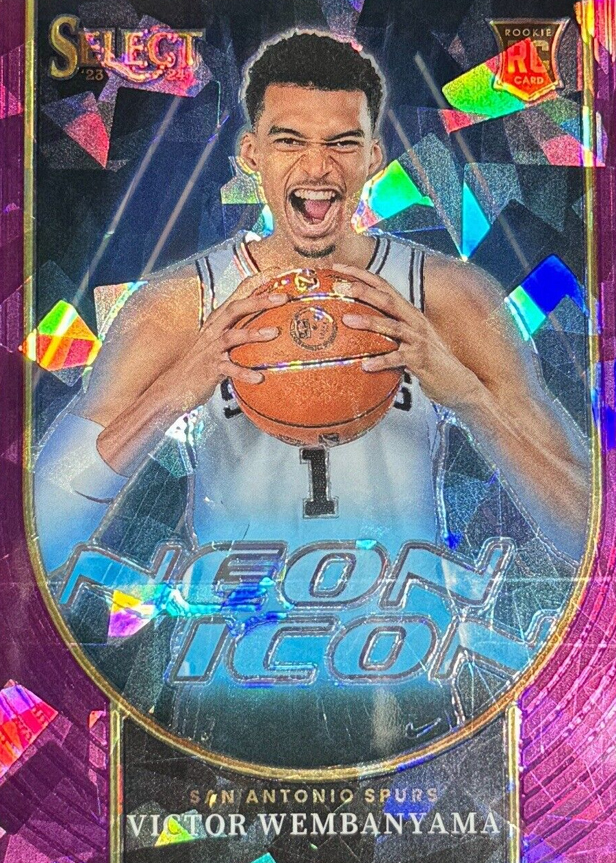 Victor Wembanyama 2023 Select #13 Neon Icon - Purple Cracked Ice