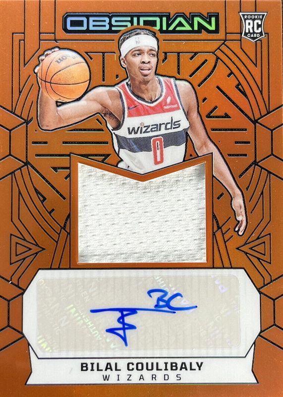 Bilal Coulibaly 2023 Obsidian #215 Rookie Jersey Autographs - Electric Etch Orange Flood /75 RAW