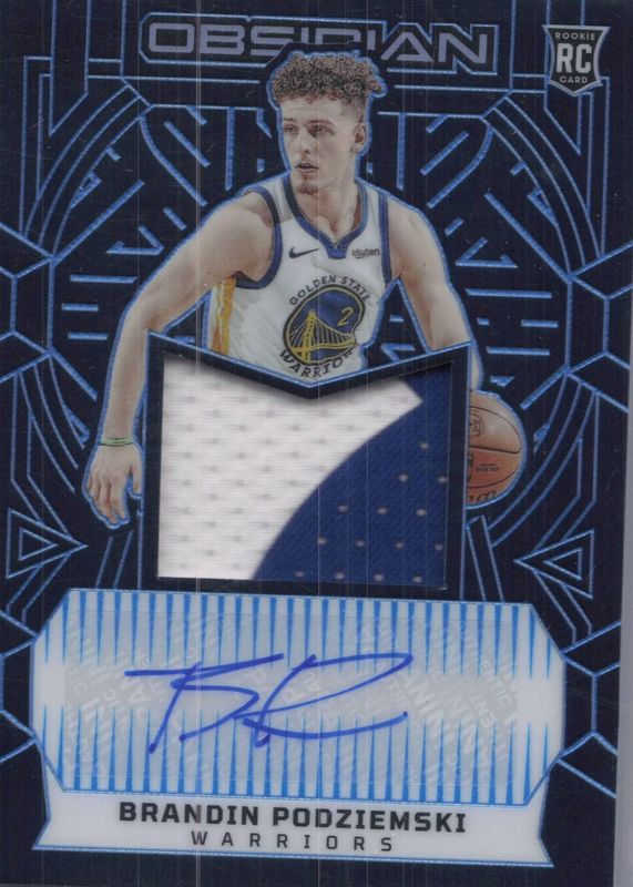 Brandin Podziemski 2023 Obsidian #223 Rookie Jersey Autographs - Electric Etch Blue FOTL /27 Rookie PSA 9