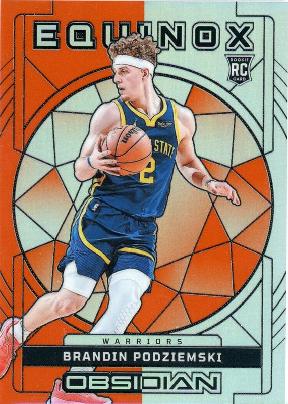 Brandin Podziemski 2023 Obsidian #13 Equinox - Electric Etch Orange Flood /75 Rookie PSA 10