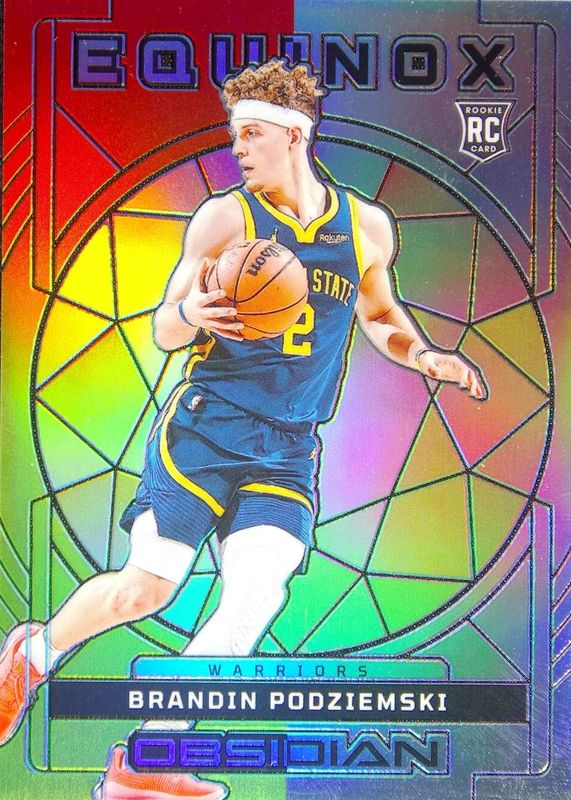 Brandin Podziemski 2023 Obsidian #13 Equinox - Electric Etch Reggae Flood /60 Rookie PSA 10