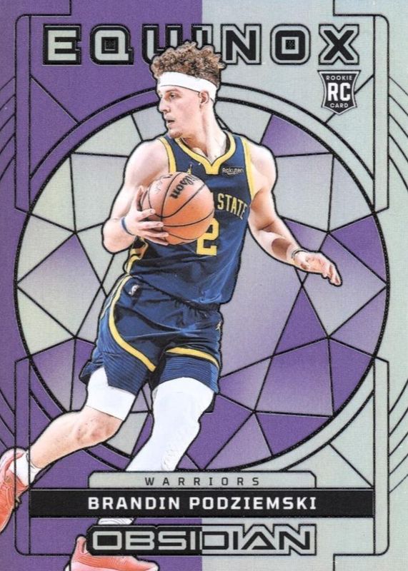 Brandin Podziemski 2023 Obsidian #13 Equinox - Electric Etch Purple Flood /49 Rookie SGC 9.5