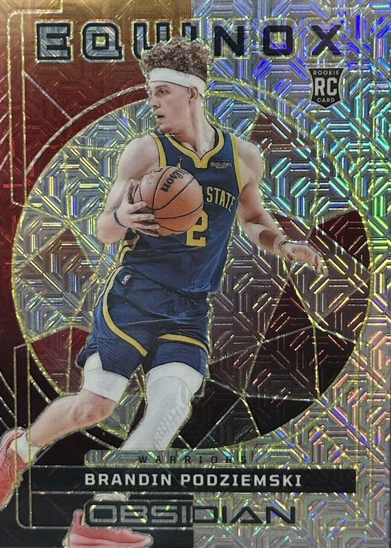 Brandin Podziemski 2023 Obsidian #13 Equinox - Electric Etch Molten Mojo /10 Rookie RAW