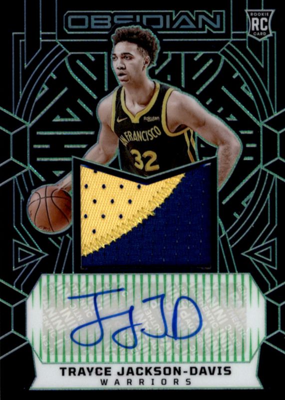 Trayce Jackson-Davis 2023 Obsidian #231 Rookie Jersey Autographs - Electric Etch Green /25 Rookie BGS 9