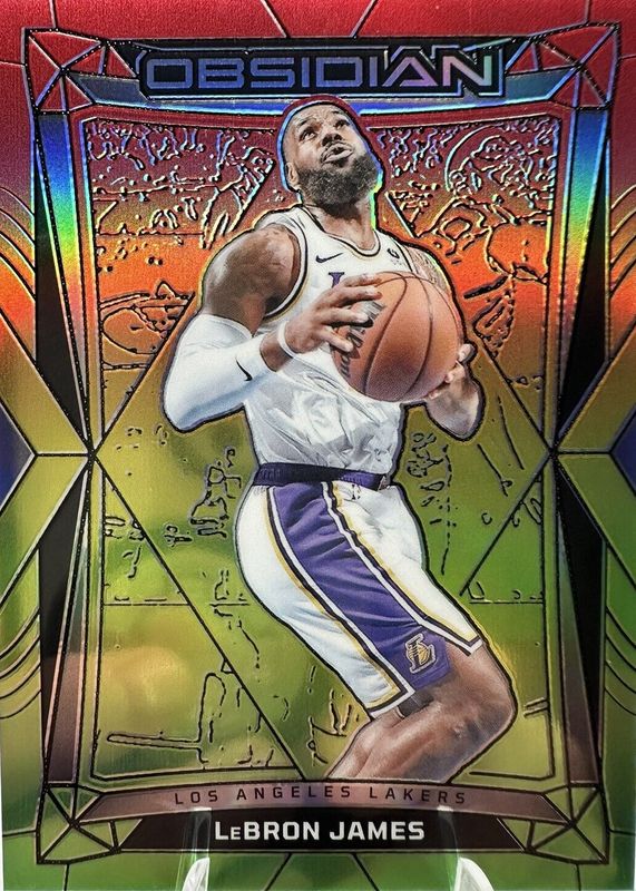 LeBron James 2023 Obsidian #15 Electric Etch Reggae Flood /75 SGC 9