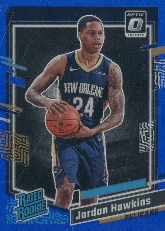 Jordan Hawkins 2023 Optic #238 Blue Glitter /15 Rookie SGC 9