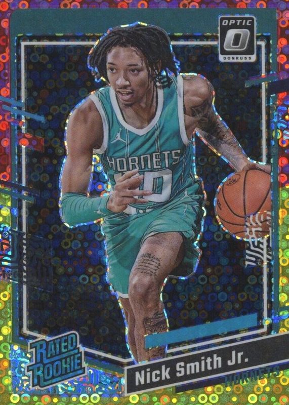 Nick Smith Jr. 2023 Optic #224 Fast Break Red & Yellow /7 Rookie PSA 9