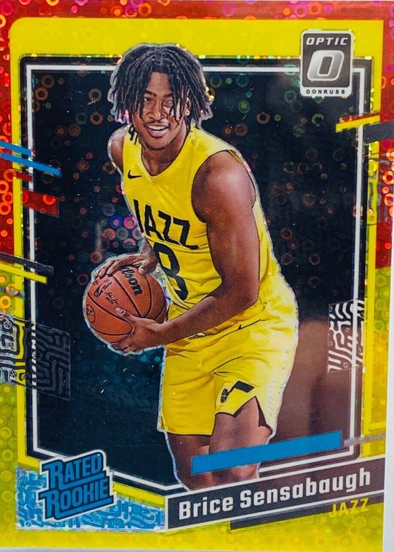 Brice Sensabaugh 2023 Optic #209 Fast Break Red & Yellow /7 Rookie RAW