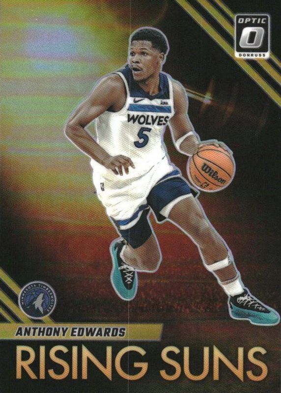 Anthony Edwards 2023 Optic #5 Rising Suns - Gold /10 PSA 9