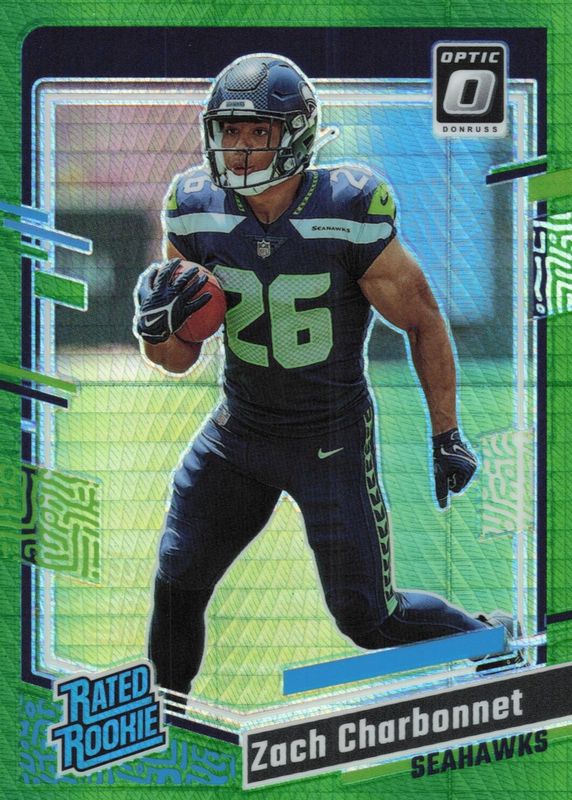 Zach Charbonnet 2023 Optic #294 Green Hyper Rookie SGC 10