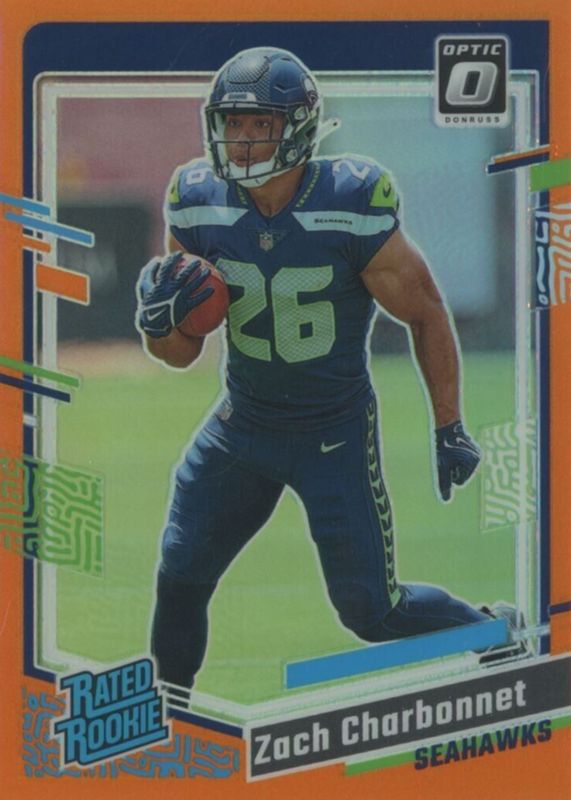 Zach Charbonnet 2023 Optic #294 Orange /249 Rookie RAW