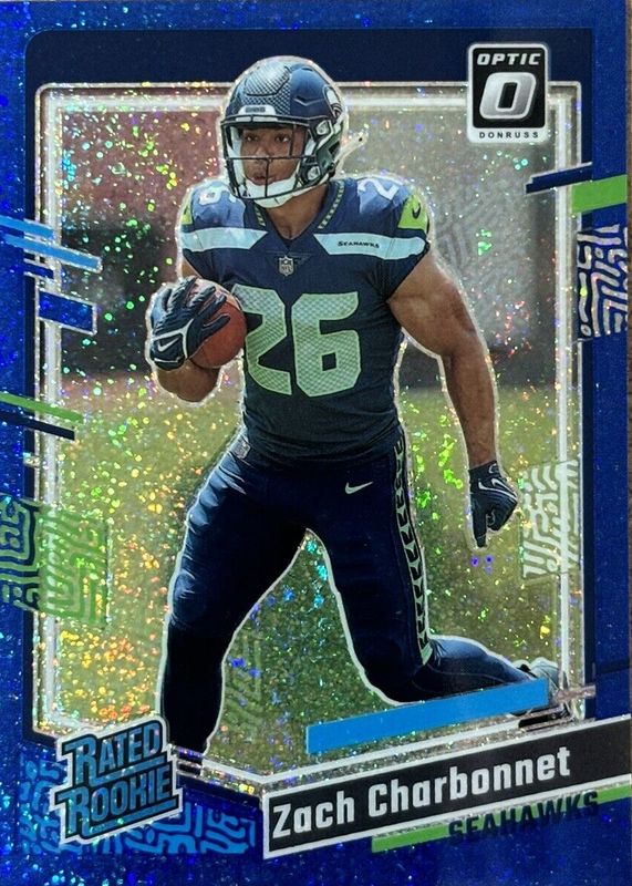 Zach Charbonnet 2023 Optic #294 Blue Glitter /(SSP) Rookie RAW