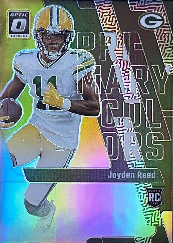 Jayden Reed 2023 Optic #12 Rookie Primary Colors - Gold /10 PSA 10