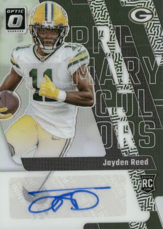 Jayden Reed 2023 Optic #12 Rookie Primary Colors Autographs (/25) RAW