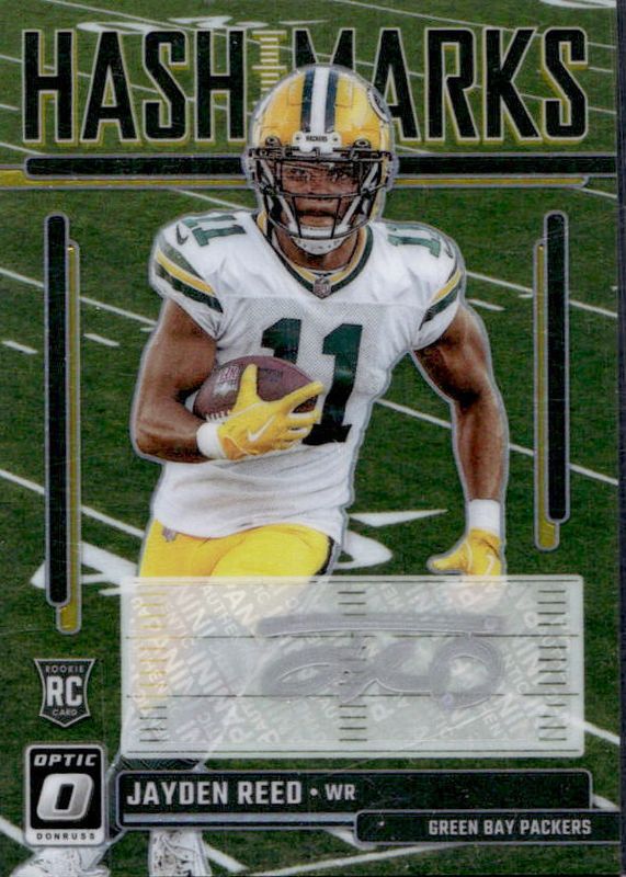 Jayden Reed 2023 Optic #HM-27 Hash Marks Autographs Rookie RAW