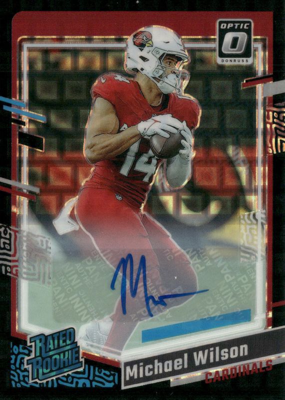 Michael Wilson 2023 Optic #204 Rated Rookie Autographs - Black Pandora /25 RAW