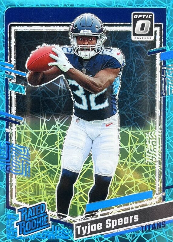 Tyjae Spears 2023 Optic #297 Teal Velocity Rookie SGC 10