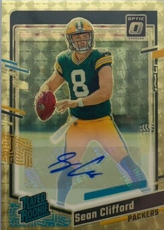 Sean Clifford 2023 Optic #242 Rated Rookie Autographs - Gold Vinyl /1 PSA 10