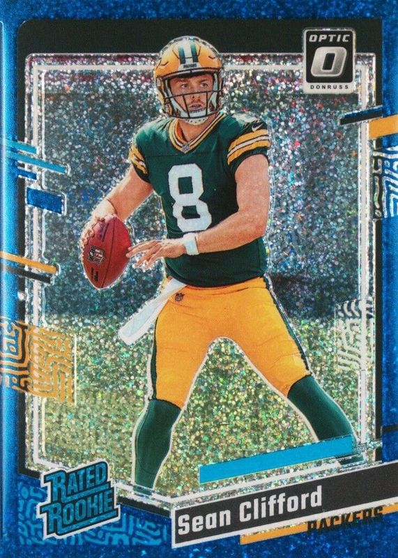 Sean Clifford 2023 Optic #242 Blue Glitter /(SSP) Rookie PSA 9