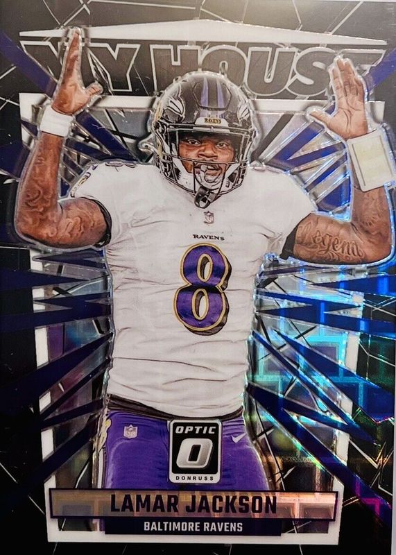 Lamar Jackson 2023 Optic #17 My House - Black Pandora /25 PSA 10