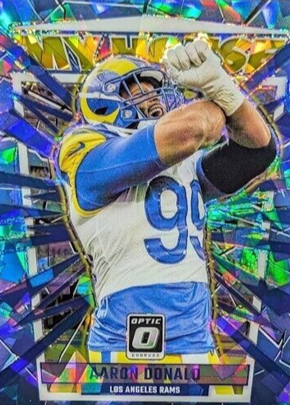 Aaron Donald 2023 Optic #1 My House - Ice /15 PSA 10