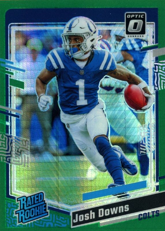 Josh Downs 2023 Optic #248 Green Hyper Rookie SGC 10