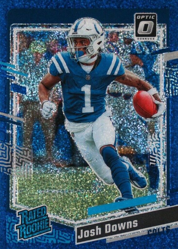 Josh Downs 2023 Optic #248 Blue Glitter /(SSP) Rookie SGC 9.5