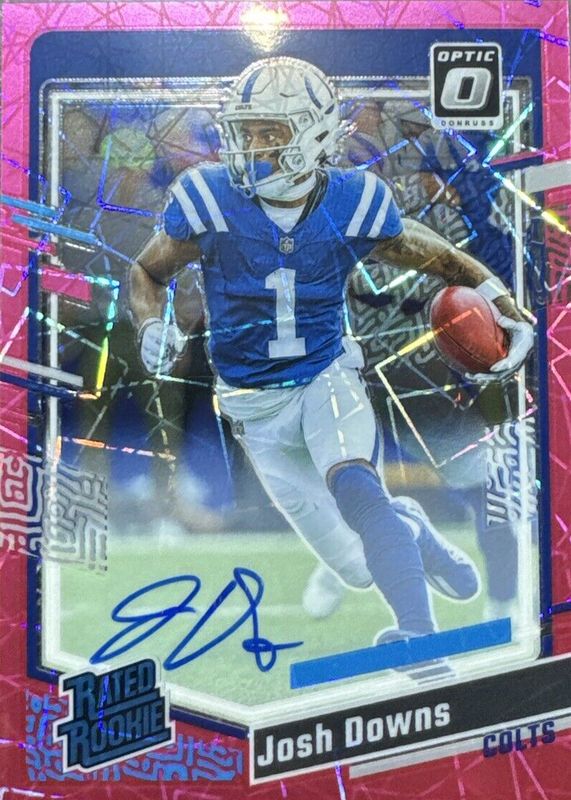 Josh Downs 2023 Optic #248 Rated Rookie Autographs - Pink Velocity /50 Rookie SGC 10