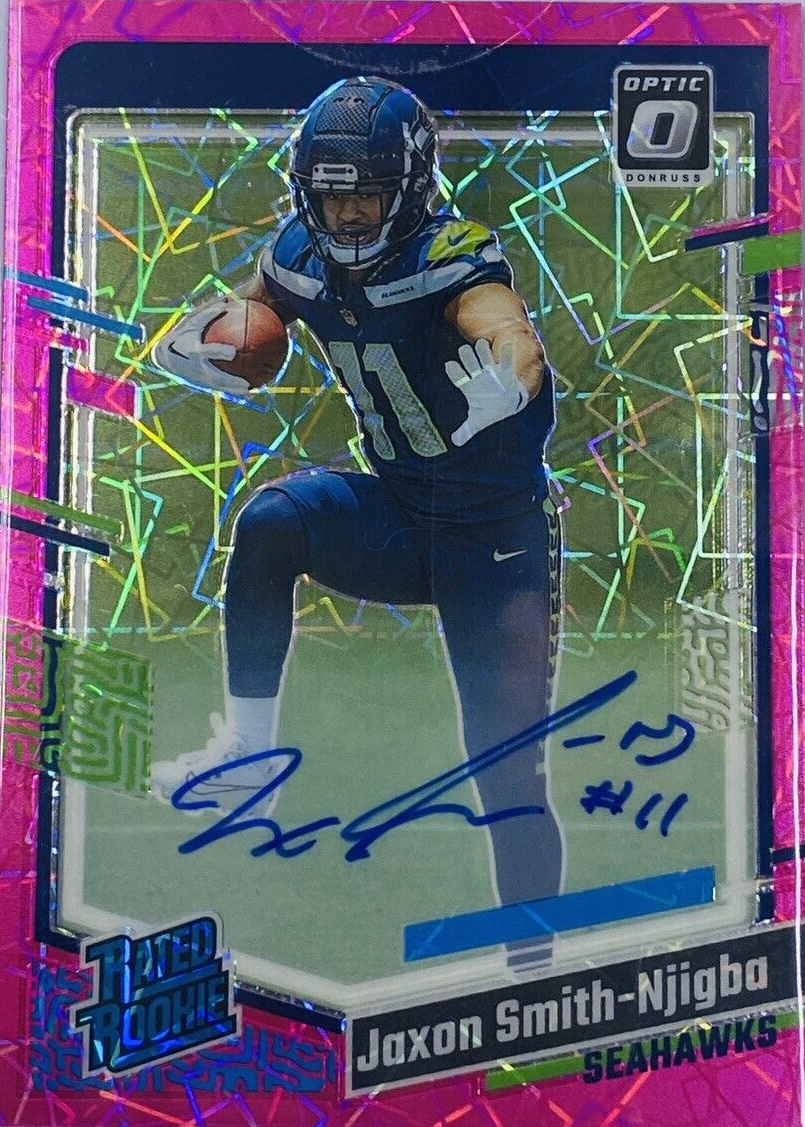 Jaxon Smith-Njigba 2023 Optic #293 Rated Rookie Autographs - Pink