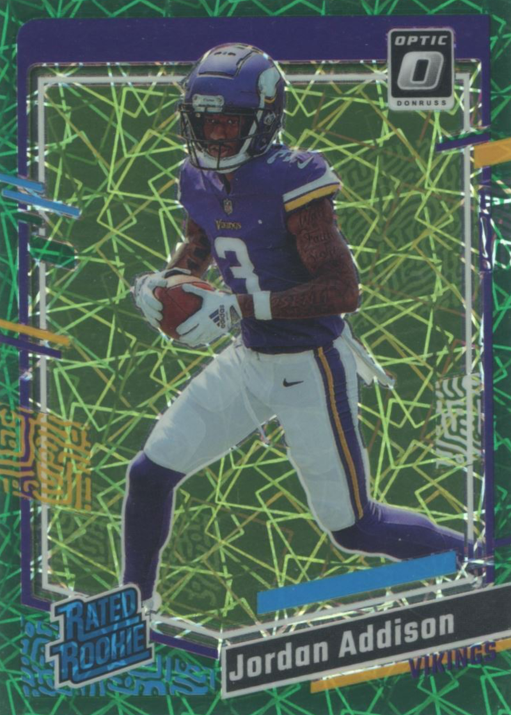Jordan Addison 2023 Optic #271 Green Velocity Price Guide - Sports