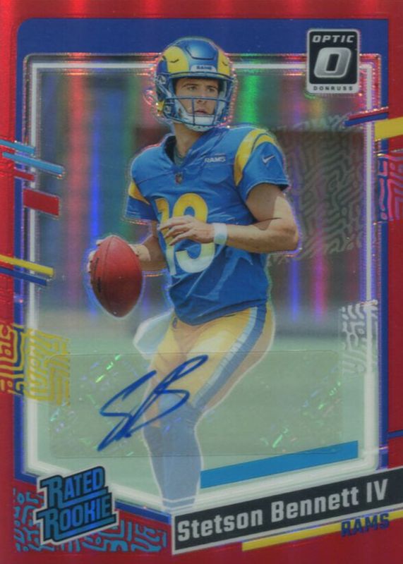 Stetson Bennett IV 2023 Optic #267 Rated Rookie Autographs - Red /75 Rookie SGC 9.5