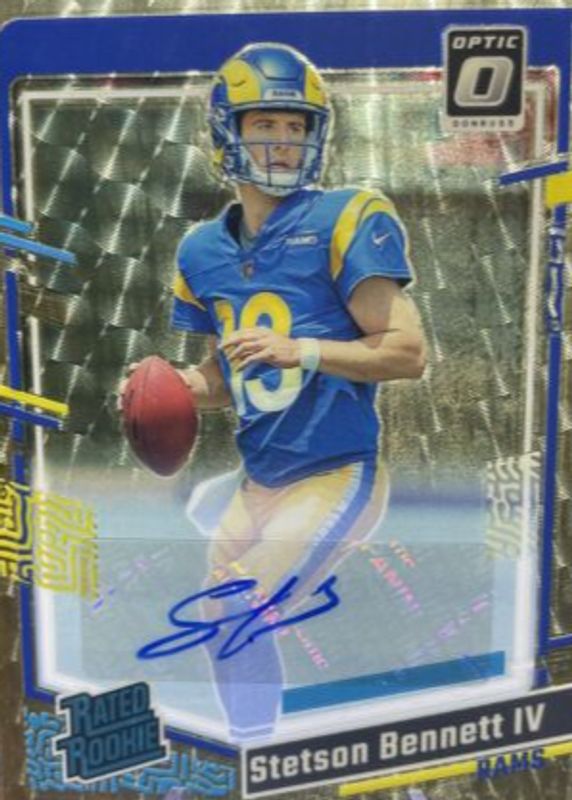 Stetson Bennett IV 2023 Optic #267 Rated Rookie Autographs - Gold Vinyl /1 Rookie SGC 10