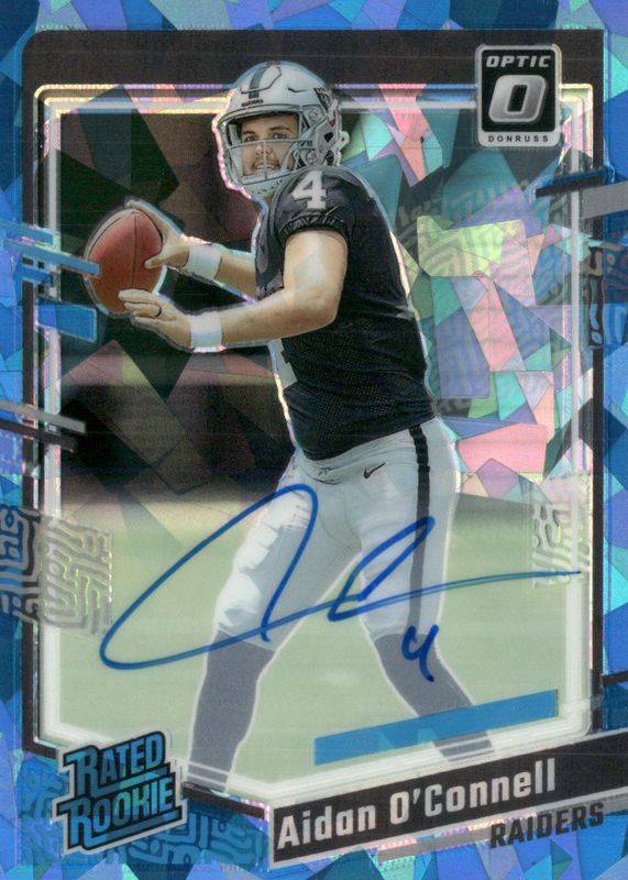 Aidan O'Connell 2023 Optic #258 Rated Rookie Autographs - Ice /15 Rookie BGS 10 PRISTINE