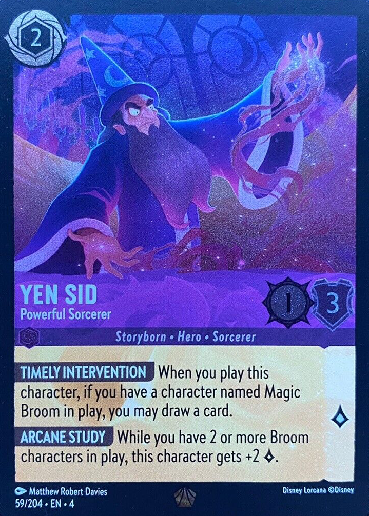 yen sid lorcana card Disney Powerful Sorcerer 59/204 Legendary Non-Cold Foil if you have a character named Magic Broom in play eBay Auction Item 305653963626 TCG