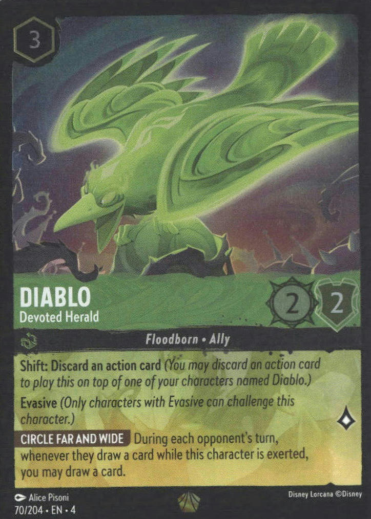 lorcana diablo card - Azurite Sea - - Obedient Raven (Uncommon) none) } function check Diablo - Devoted Herald Disney