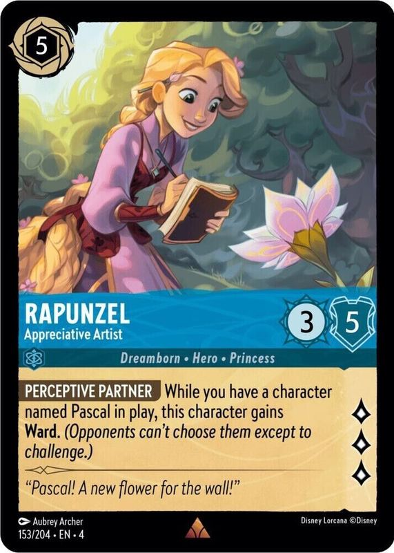 Rapunzel - Appreciative Artist 2024 Ursula's Return #153/204 Cold Foil RAW TCG (NEAR MINT)