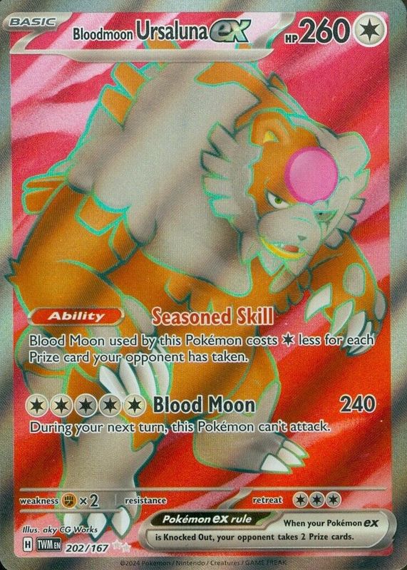 Bloodmoon Ursaluna ex 2024 Scarlet & Violet: Twilight Masquerade #202/167 Ultra Rare PSA 10