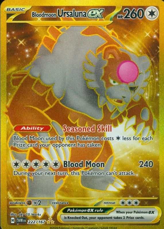 Bloodmoon Ursaluna ex 2024 Scarlet & Violet: Twilight Masquerade #222/167 Hyper Rare PSA 10