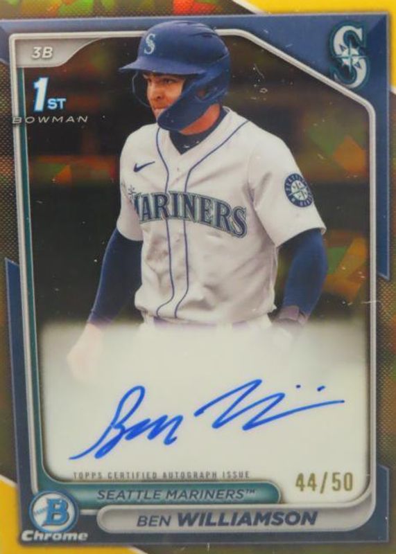 Ben Williamson 2024 Bowman Sapphire Edition #BSPA-BWI Chrome Prospect Auto - Gold /50 (1st) RAW