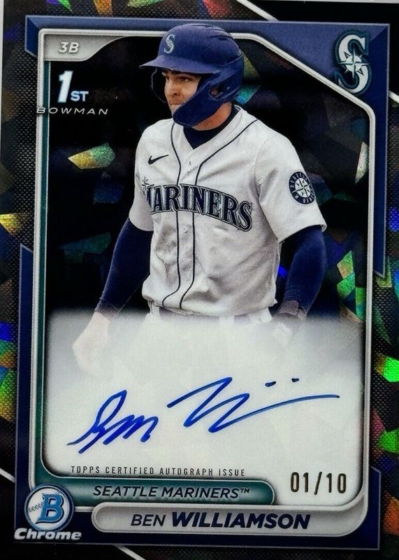 Ben Williamson 2024 Bowman Sapphire Edition #BSPA-BWI Chrome Prospect Auto - Black /10 (1st) RAW